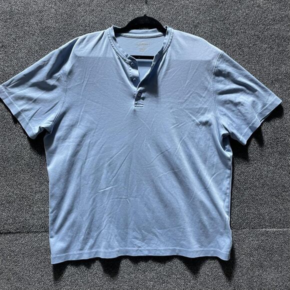 LL Bean Shirt Mens XL Henley Traditional Fit Short Sleeve Casual Pima Cotton - Picture 1 of 8